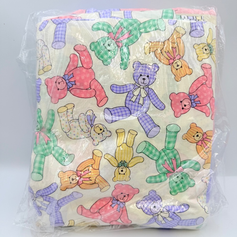 Vintage Cranston Print Works Pastel Teddy Bear Cotton Fabric Fabric 1 + 2 Yards